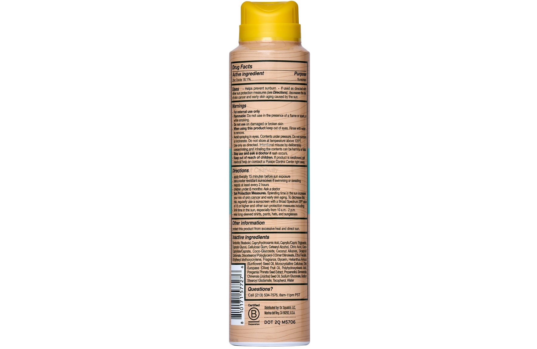 Dr. Squatch Spray | SPF 30 UVA/UVB Protection | Non-Greasy Mineral Sunscreen for Men - Calm Care