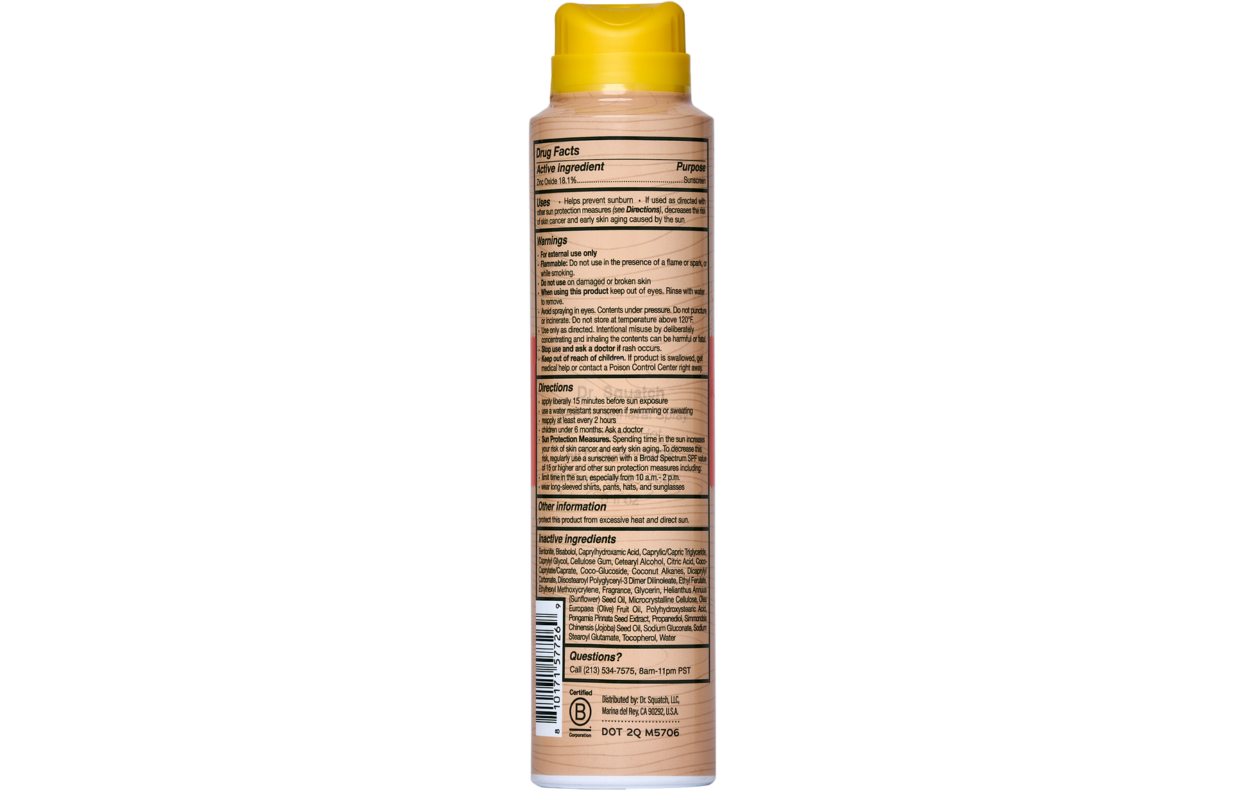 Dr. Squatch Spray | SPF 30 UVA/UVB Protection | Non-Greasy Mineral Sunscreen for Men - Calm Care