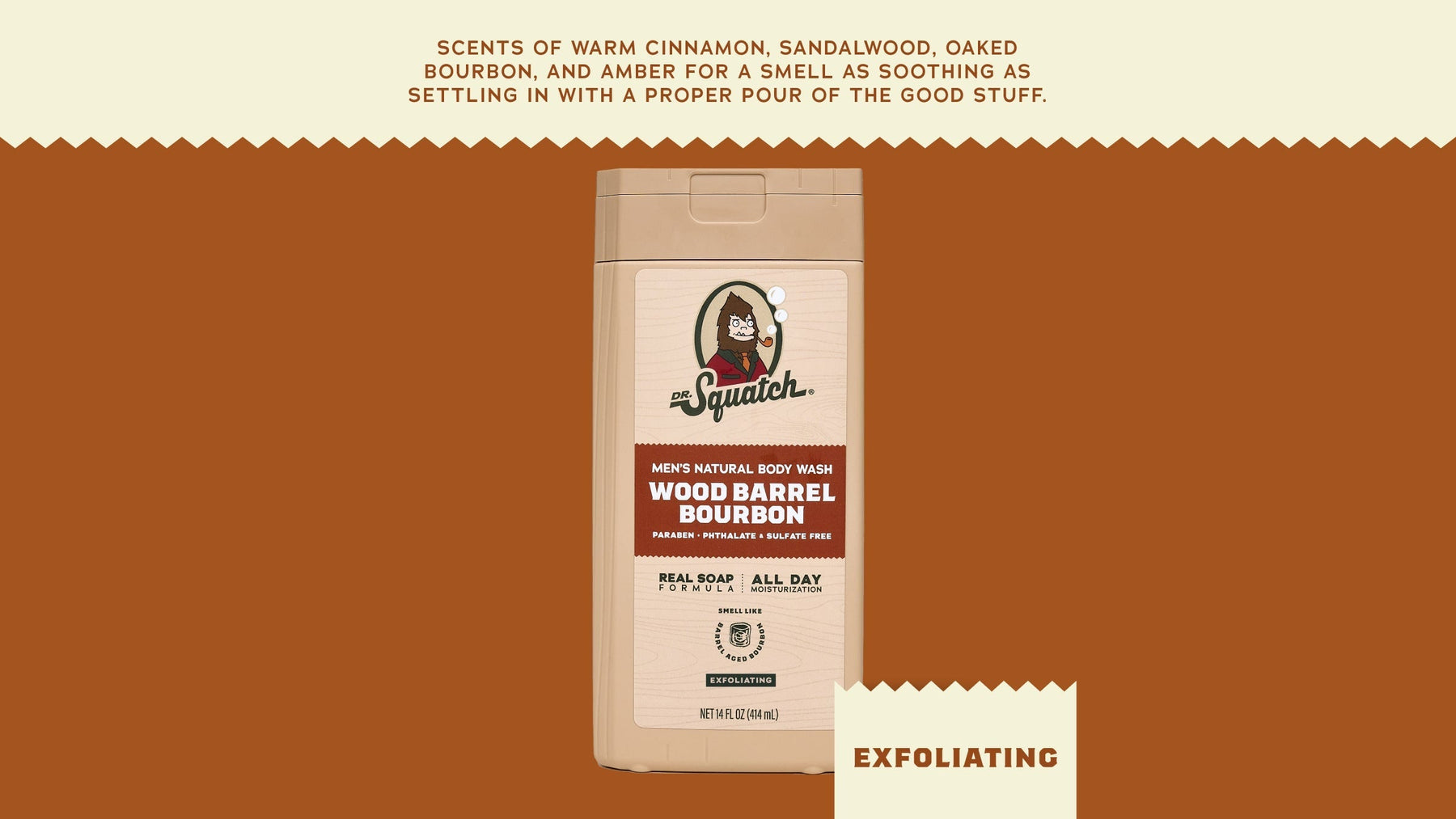 14 oz Wood Barrel Bourbon Exfoliating Body Wash - Easy Spritz