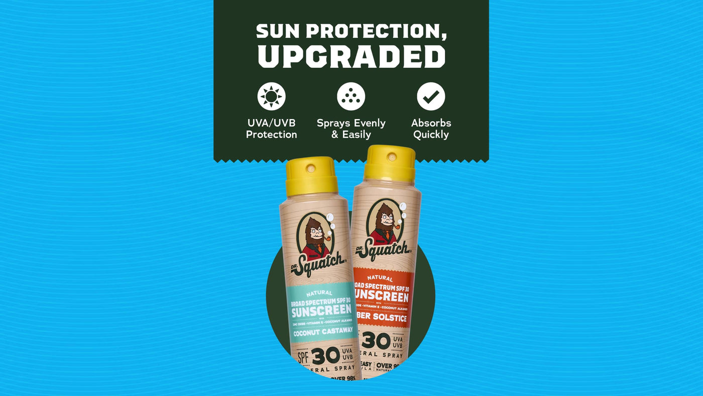 Dr. Squatch Spray 2-Pack | SPF 30 UVA/UVB Protection | Non-Greasy Mineral Sunscreen for Men - Travel Edit