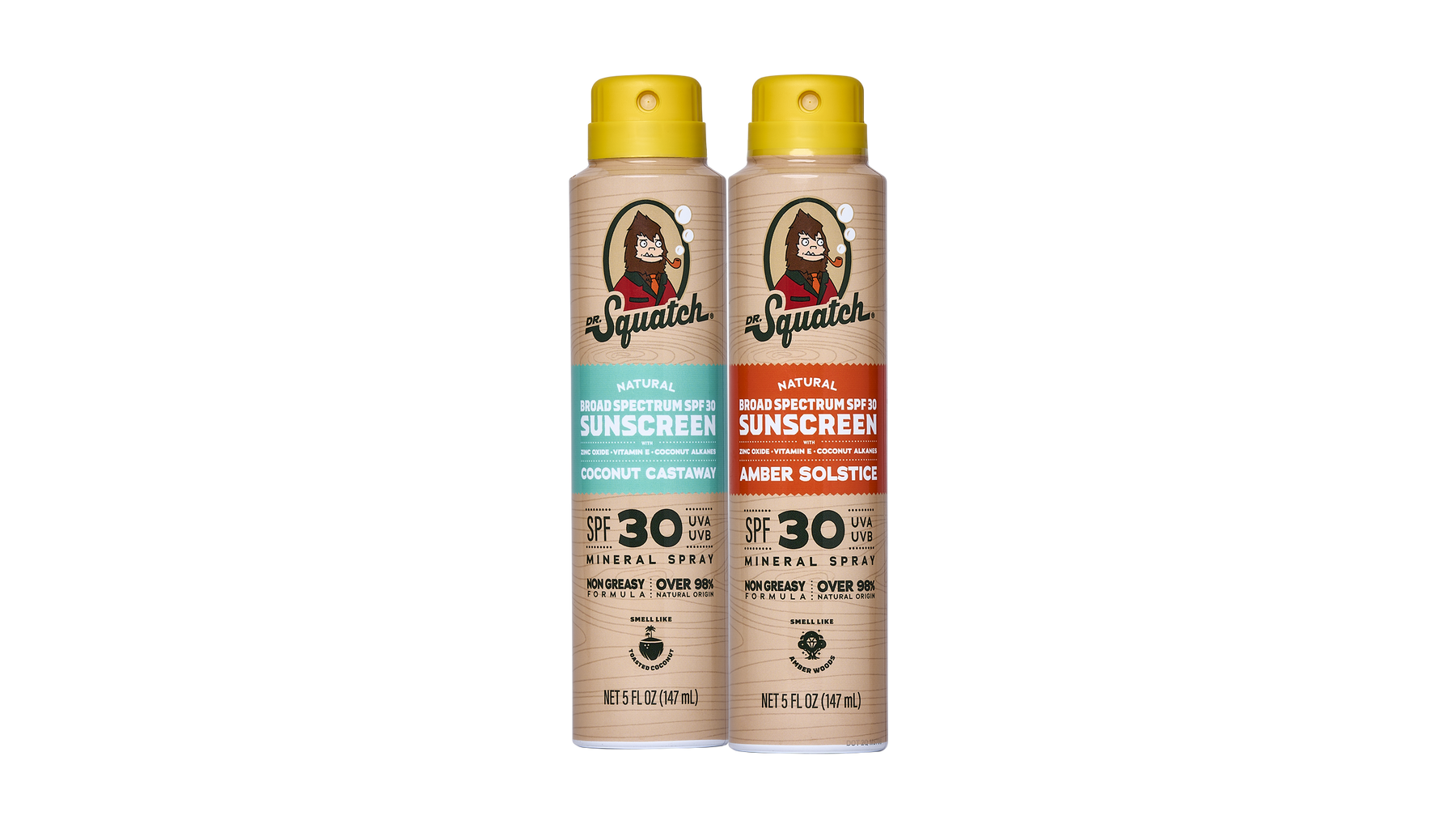 Dr. Squatch Spray 2-Pack | SPF 30 UVA/UVB Protection | Non-Greasy Mineral Sunscreen for Men - Travel Edit